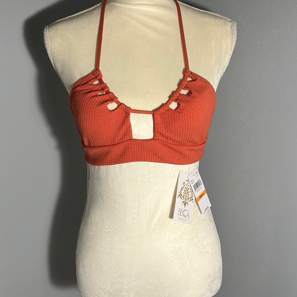 BECCA orange bikini top NWT size S